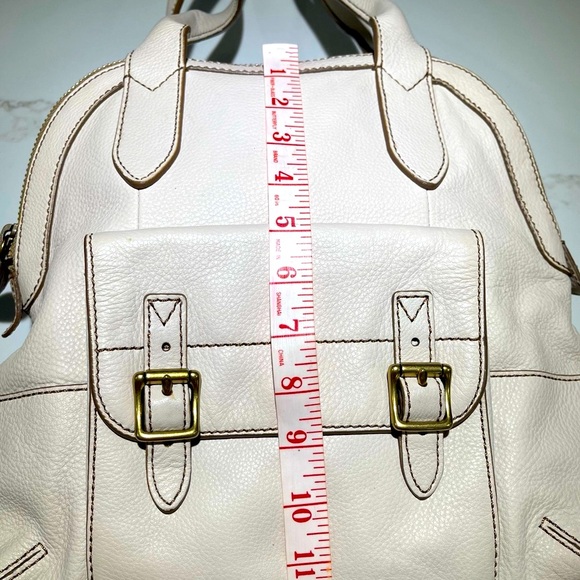 FOSSIL Bag & FREE Wallet, Tate Dome Shoulder Satchel, Cream and Green Wallet - Picture 15 of 17